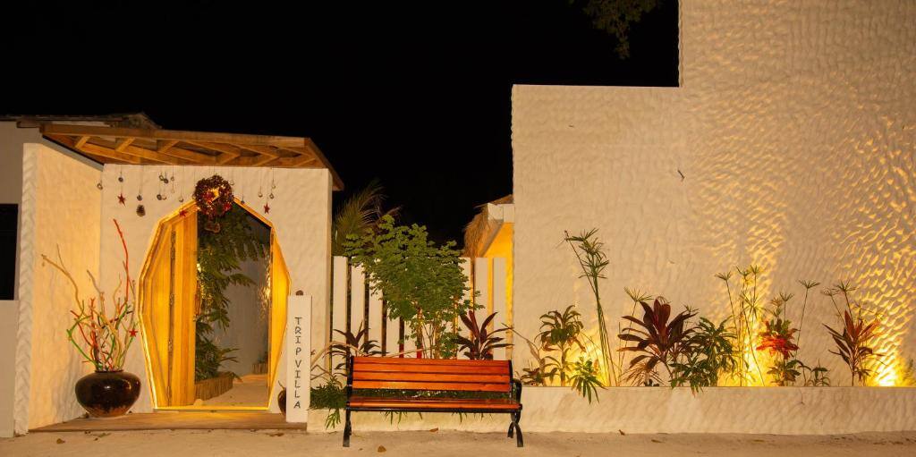 Trip Villa entrance at night